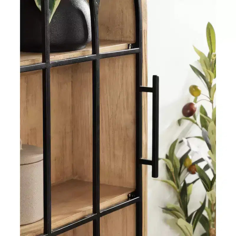 Mobiletto da parete ad arco Kate & Laurel All Things Decor 40,6 x 12,7 x 61 cm Megara, naturale: Stile vintage, sportello in ferro, 3 ripiani