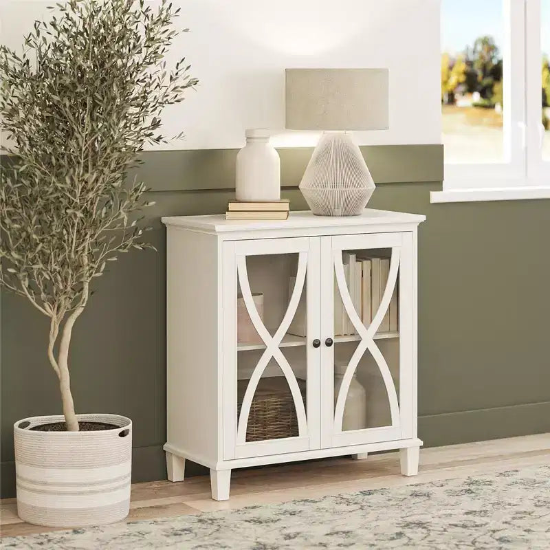 Mobiletto d'accento Ameriwood Home Celeste con ante in vetro