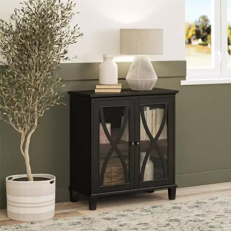 Mobiletto d'accento Ameriwood Home Celeste con ante in vetro