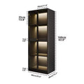 ATJafurn Vetrinetta Nera da 23,6'' con Ripiano Estraibile per Bar, Credenza da Pranzo con Ante in Vetro e Luce LED Wireless
