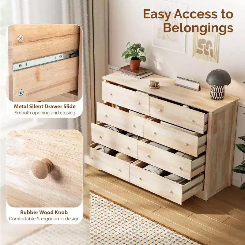 Cassettiera Karl Home a 8 cassetti, in MDF marrone, larga 140 cm