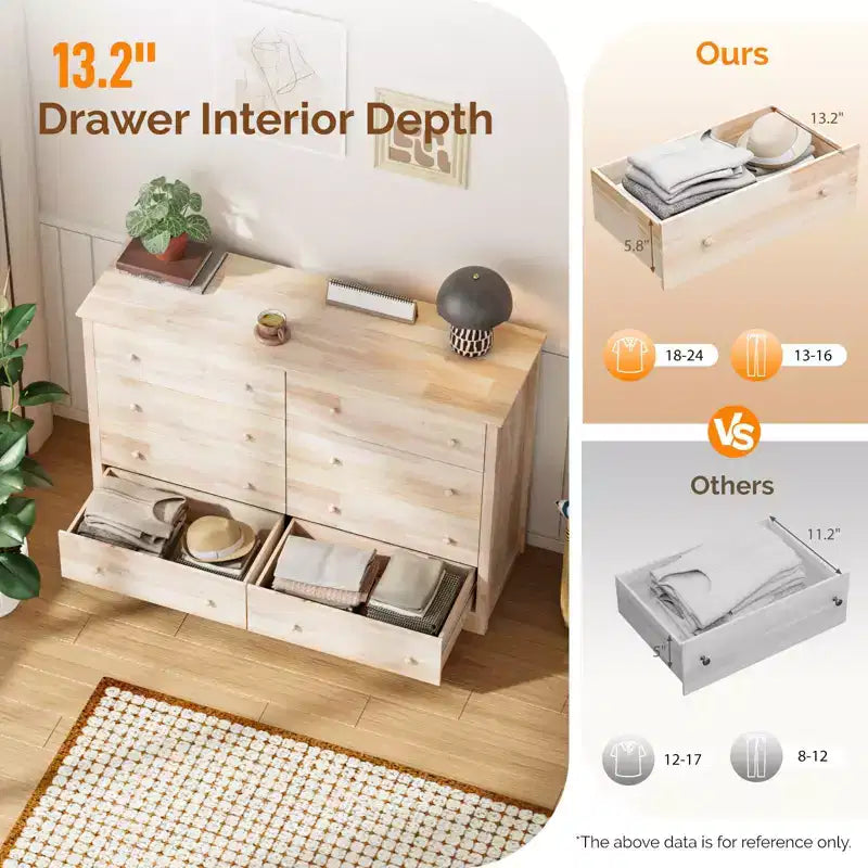 Cassettiera Karl Home a 8 cassetti, in MDF marrone, larga 140 cm