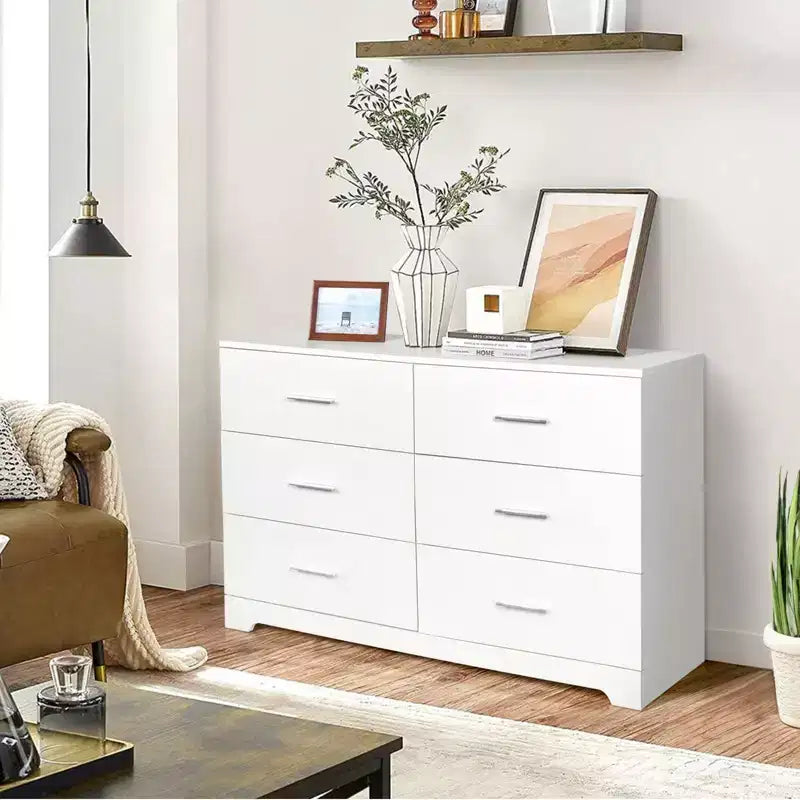 Cassettiera Karl Home a 6 cassetti in truciolato bianco, larghezza 120 cm
