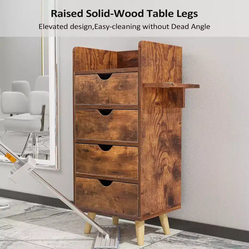Karl Home Postazione per Styling da Salone a 4 Strati con 4 Cassetti e 2 Supporti per Asciugacapelli