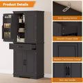 Dispensa Alta 183 cm, Armadietto da Cucina in Stile Rustico con Cassetto, 4 Ripiani Regolabili, 6 Ripiani sullo Sportello