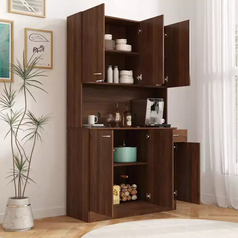 Okak Mobile Alto, Mobile da Cucina con Sei Ante e Un Cassetto, Credenza per Cucina, Sala da Pranzo, Soggiorno, Camera da Letto