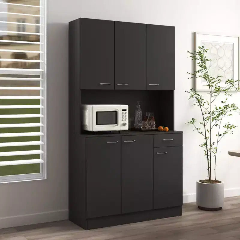 Okak Mobile Alto, Mobile da Cucina con Sei Ante e Un Cassetto, Credenza per Cucina, Sala da Pranzo, Soggiorno, Camera da Letto