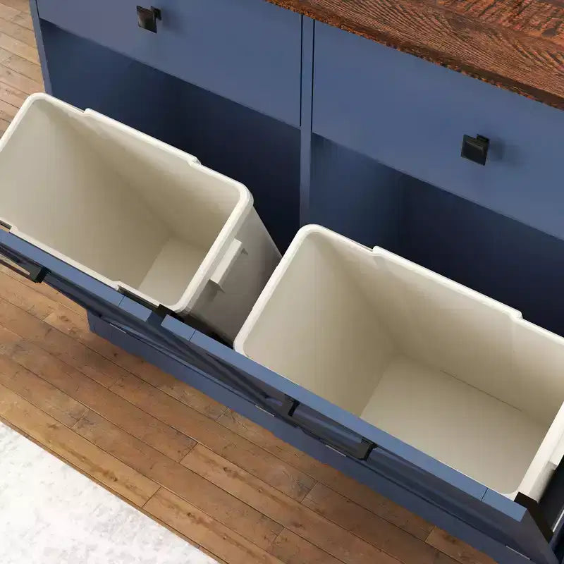 Mobile contenitore doppio da fattoria Okak con 4 cassetti, mobile indipendente, mobile lavanderia in stile porta fienile per cucina