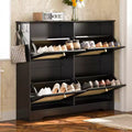 Scarpiera sottile con cassetti a ribalta e 4 ante in rattan, elegante organizer per scarpe da ingresso