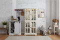 Lighted Curio CabinetGlass Display Case with Mirrored Back Panels, 4-Door Antique Collection Storage Stand and Bar for Dining Room