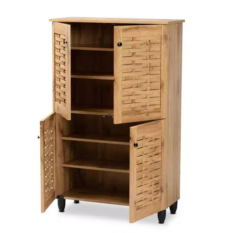 Scarpiera Winda Wood a 4 Ante: Capacità 18 Paia, Circolazione Aria - Baxton Studio