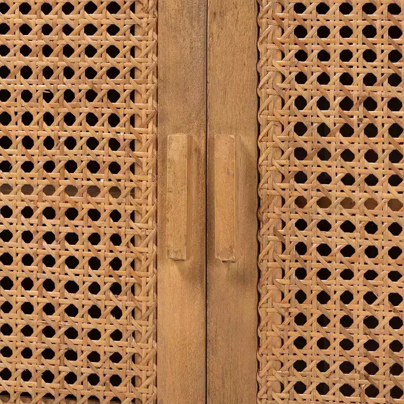 bali & pari Credenza in Rattan e Legno Riciclato Sibu Naturale/Marrone Naturale