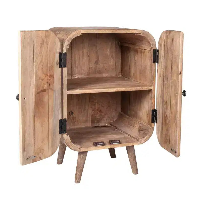 East at Main Mollie 2 Ante Mobiletto Laterale in Legno di Mango: Design Mid-Century, Nessun Montaggio Richiesto