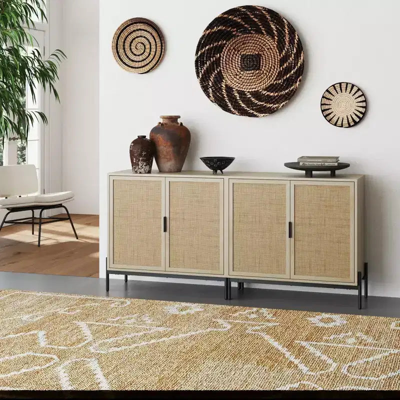 Nathan James Set di 2 mobili contenitori Andrew in rattan rovere chiaro