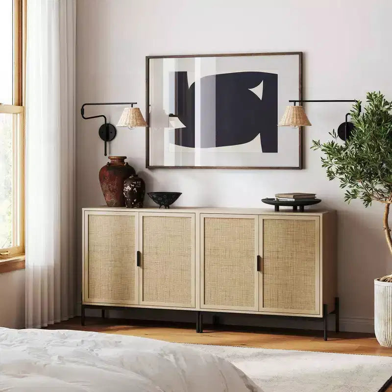 Nathan James Set di 2 mobili contenitori Andrew in rattan rovere chiaro