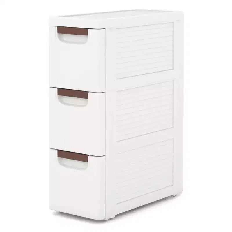 Costway Armadietto contenitore stretto a 3 cassetti con maniglie e ruote integrate, 1/2 pezzi