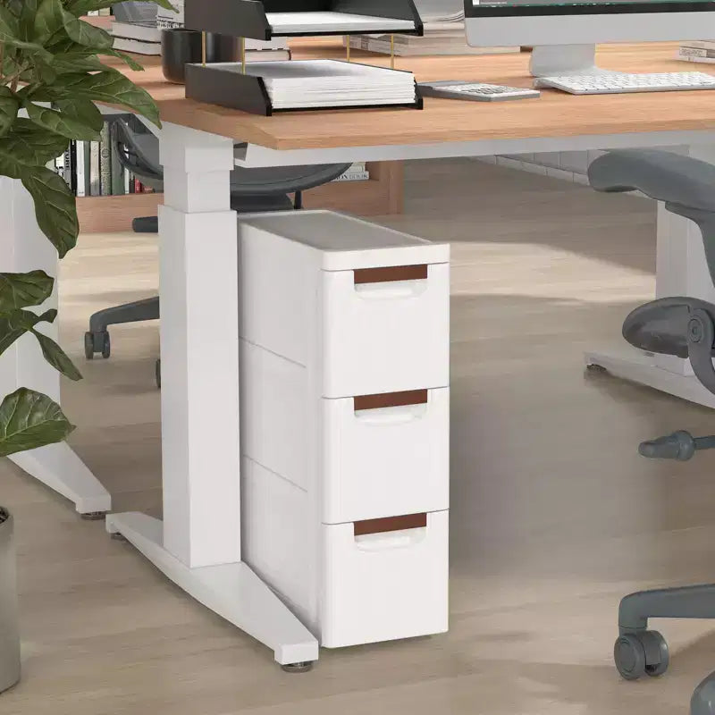 Costway Armadietto contenitore stretto a 3 cassetti con maniglie e ruote integrate, 1/2 pezzi
