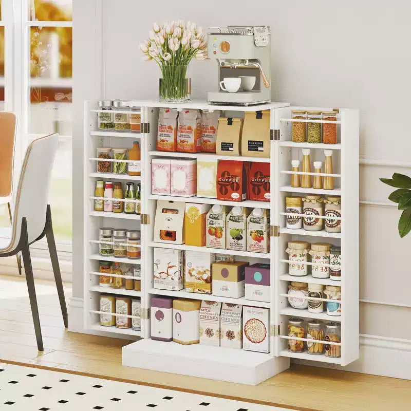 Costway Mobile dispensa da cucina da 41" in stile rustico con ante e ripiani regolabili, grigio/bianco